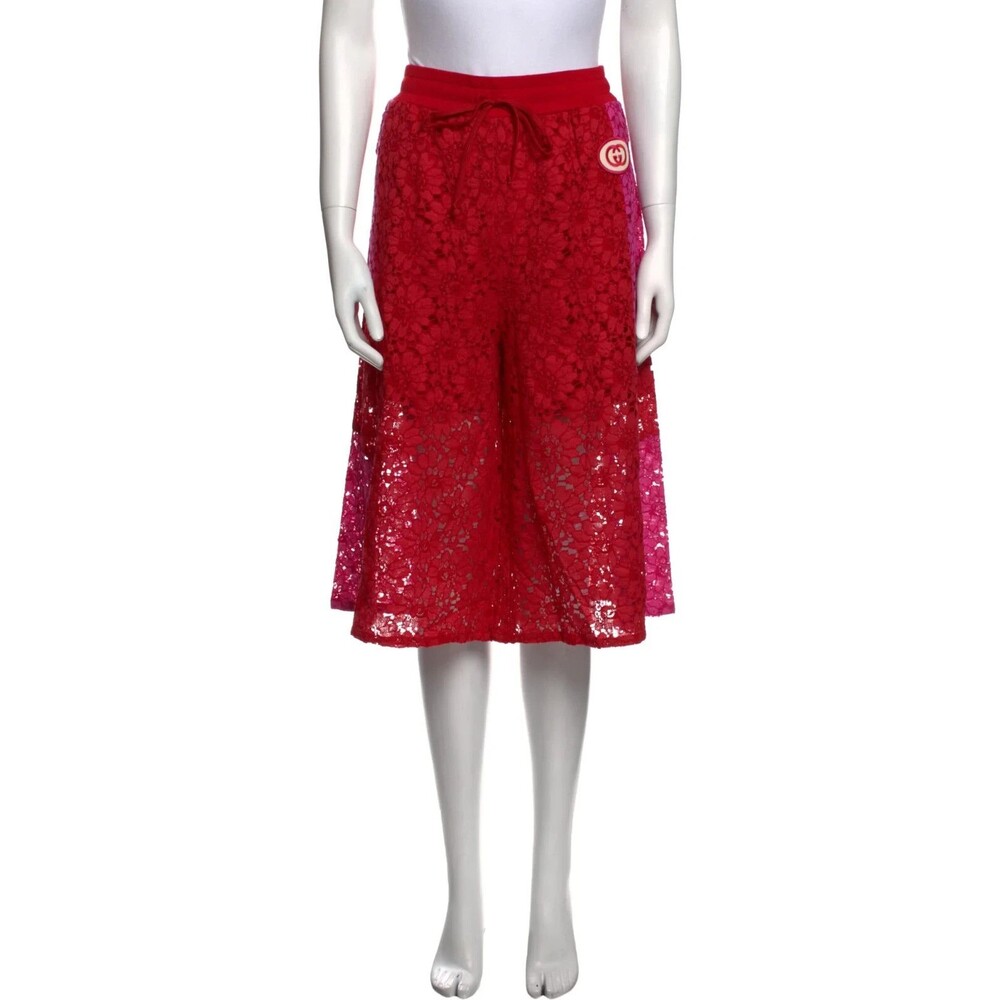 GUCCI Red Floral Lace Intarsia Shorts, XXS (fits XXS to S), NWT